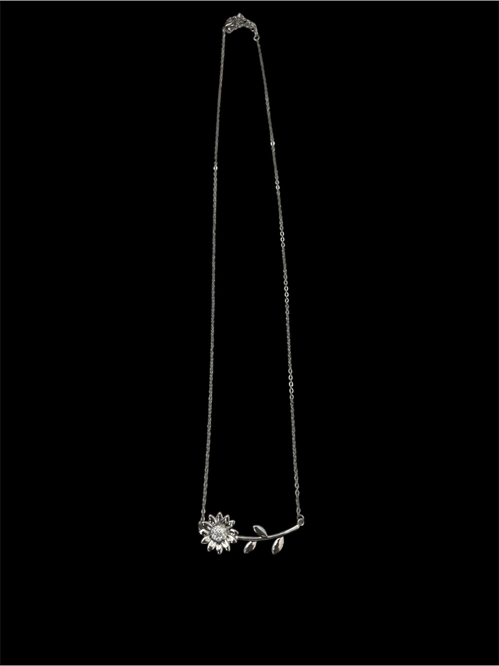 Silver Floral Sunflower Pendant Necklace - Women